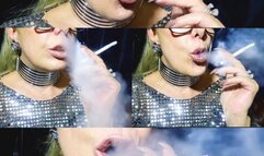 EXTREME COUGH - Yellow fingers and teeth - Close-up - Winston 100s - Deep Inhales - Smoke rings, Multiple pumps, Puffs, Nose exhales, Long drag, Power smoking, Sparkling mouth, Long nails