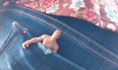 PocketPets Giantess puts tiny men in her tight jeans pockets and sits on them and walks around