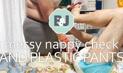 Messy nappy check and plastic pants