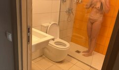 Step-son watching step-mom in the shower