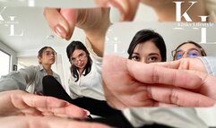 POV Breath Dominated by Simona the Boss & Luana Secretary (Satin Shirts, Skirt, Pantyhose, Heels, FemDom, Breath Play - Control)