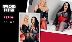 Nylons fetish, dildo, double penetration