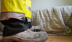 Worker crushing toy Tractor