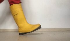 Worker stomping toy Truck