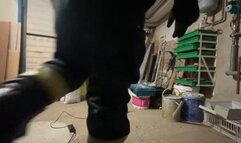 Firefighter crushing a Laptop