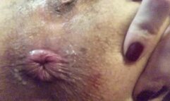 Cream asshole push squirt