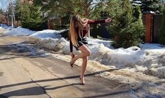 Sexy Nina in Nando muzi high heels slingbacks walking, tights + nando muzi slingback walking, shoeplay