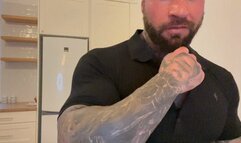 co worker comes over after work to worship my biceps