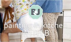 Painting in kitchen with B