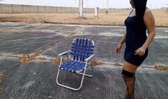 Heels dangling from Roxana's beautiful feet with mesh stockings (3)