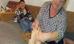 Crumpet has fun tickling a boy MP4