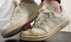 A Shoejob in well worn Adidas Sneakers and sheer nylons - CBT and cockcrush in Adidas Stan Smith shoes - POV Views - slave - 4k Quality