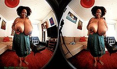 VR180 3D - Pam's Dark Green Satin Lingerie Strip (Clip No 2584 - Full HD mp4 version)