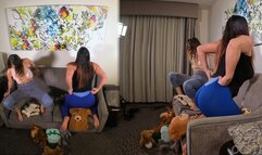Megan Jones and Constance Plushies Squished under Amazing Asses - Above and Side Views 4K