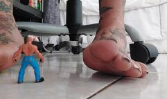 Giantess unaware foot smothers and crushestiny foot fetish fan
