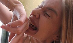 BLONDE bites his hands! MP4
