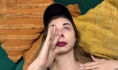 Girl pick her nose and make sexy nose wiping (custom video)