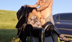 outdoor blowjob, pussy fuck, creampie