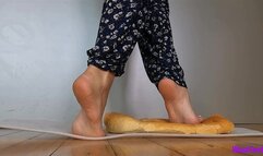 Bread Crushing Bare Feet - HD MP4