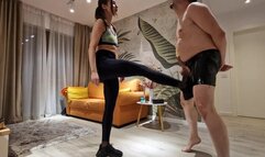Mistress Antonia and Faith - EPIC BALLBUSTING after Gym and hardcore strapon