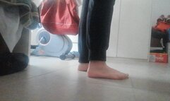 I crush empty bottles with my bare feet!