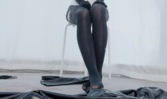 Asian pvc fetish girl show her foot, body, gloves and boots