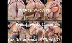 30 Minutes of Bound Oiled Foot Tickling AGONY (Close-Up)!!