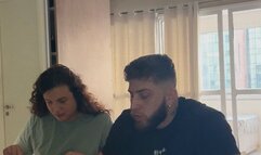 Me and my boyfriend drinking Pepsi and burping at lunch