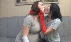 Blowing kisses to face each other and sucking tongue 2