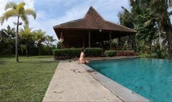 Swimming in pool and underwater masturbate