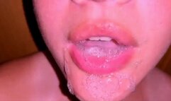 Katy Acosta - Close Up Mouth and Tongue With Lots of Drool Play