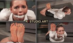 Guzel - Hogtied Barefoot Secretary with a Huge BallGag (FULL HD MP4)