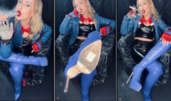 Smoking 2 Marlboros at once In blue boots