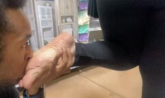 One strap pink Pedi and thick soles sniffed