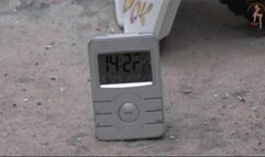 Clocks crushed under heavy New Rock Boots