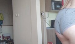 Dancing Topless Drying my Hair Playing Ass Tease