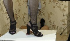 Shoes and pantyhose crush the cock Hard