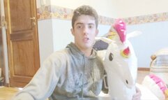 Popping my Inflatable Unicorn (SFW)