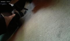 Black Patent peep toes driving Honda Civic