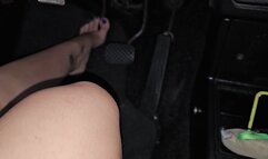 Amanda Cranking and driving the Opala barefoot in a short dress