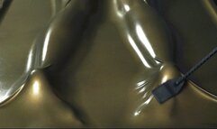 Bastinado and tickle in a gold latex bed
