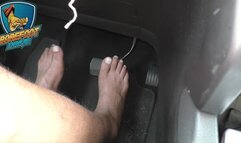 Alec drives barefoot