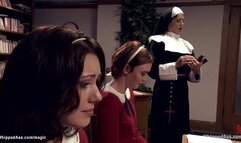 Sinful coeds whipped by lezdom nun