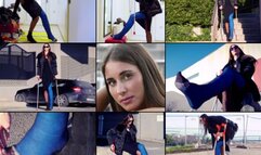 Mirna LLC Crutching to Work with her Casted Toes in Hose (in HD 1920X1080)