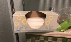Masturbating while staring at a box of Puffs Plus tissues, with a surprise at the end