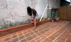 Kalinda in a swimsuit and shorts (Custom)