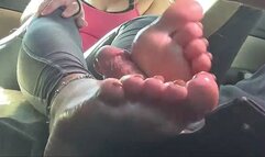 My first car footjob