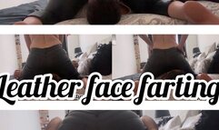 Leather face farting Facesitting