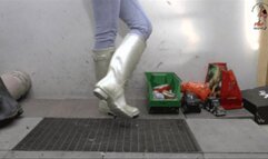 Light bulbs under Hunter Wellies