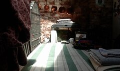 Naked twerk on kitchen table